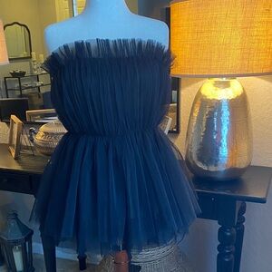 H&M Black Tulle Strapless Blouse